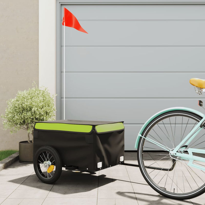 Load image into Gallery viewer, Vidaxl fietstrailer 30 kg ijzer zwart en groen
