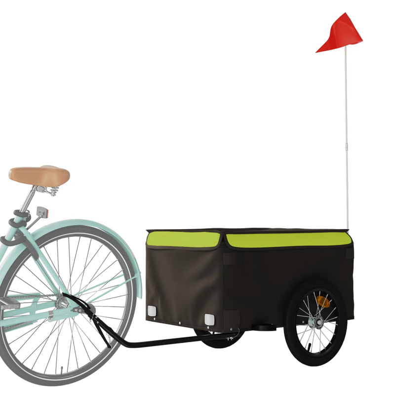 Load image into Gallery viewer, Vidaxl fietstrailer 45 kg ijzer zwart en groen

