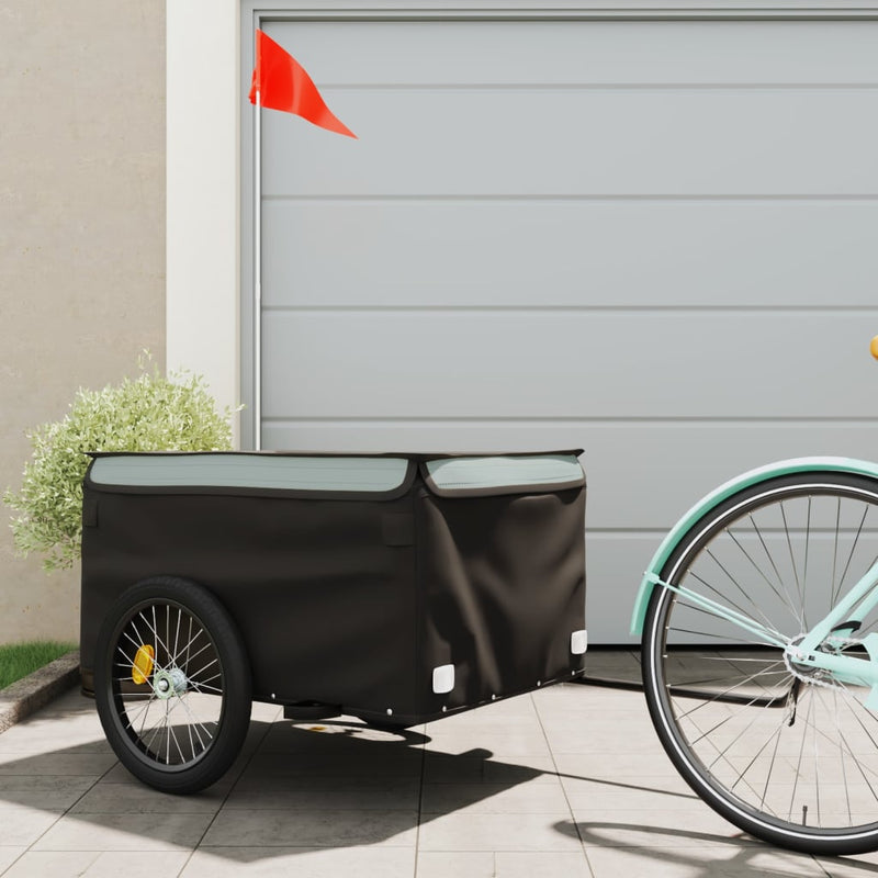 Chargez l'image dans la visionneuse de la galerie, Vidaxl fietstrailer 45 kg ijzer zwart en grijs
