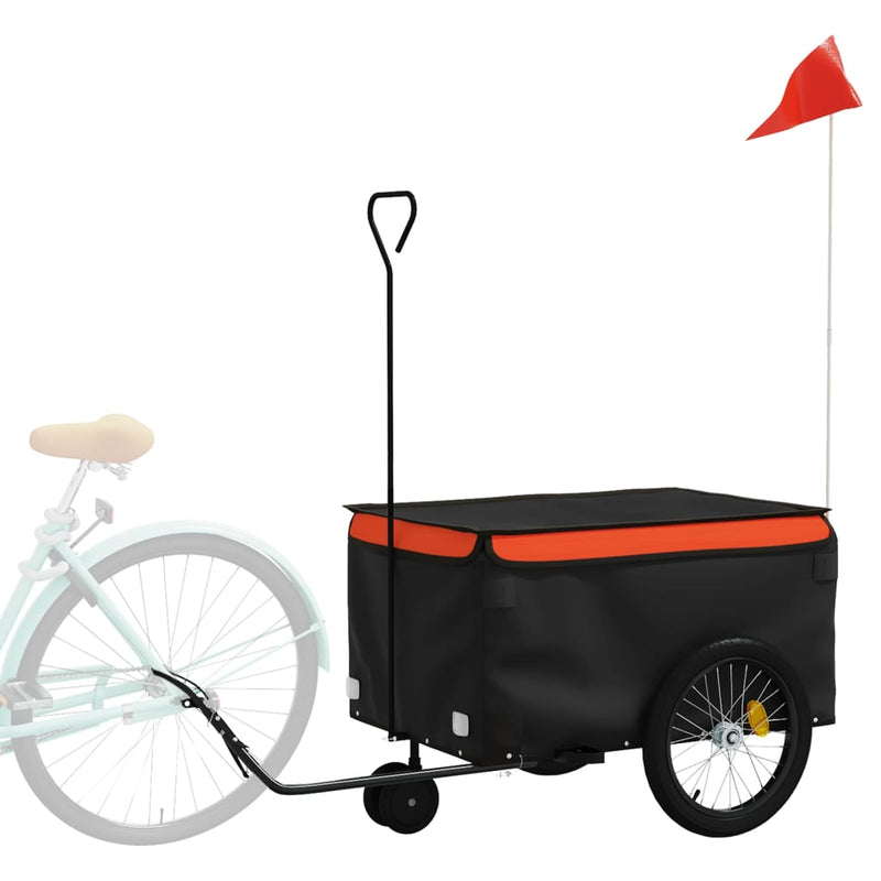 Chargez l'image dans la visionneuse de la galerie, Vidaxl fietstrailer 30 kg ijzer zwart en oranje
