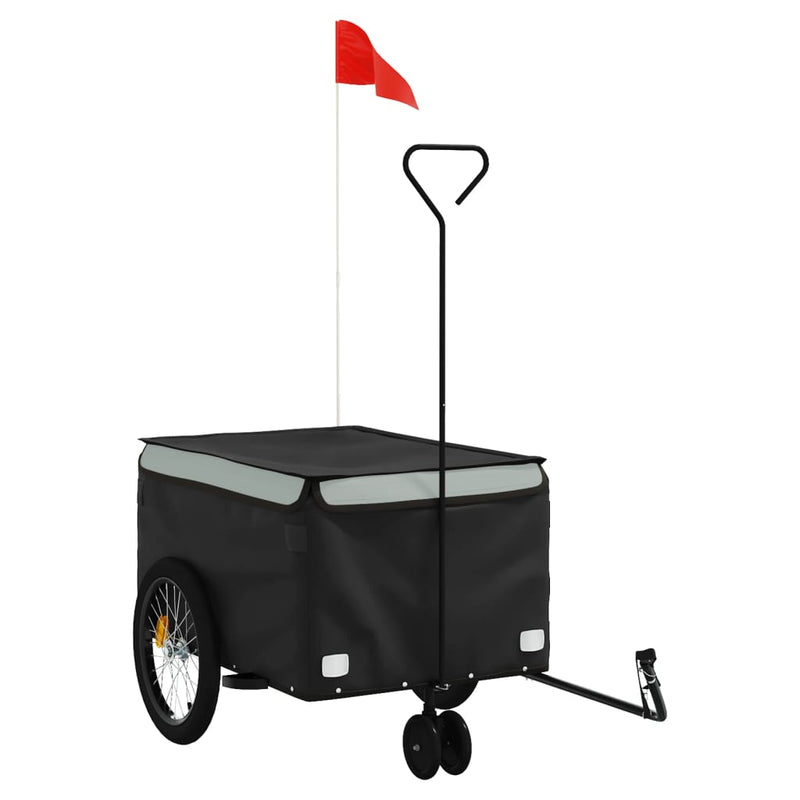 Laden Sie das Bild in Galerie -Viewer, Vidaxl fietstrailer 30 kg ijzer zwart en grijs
