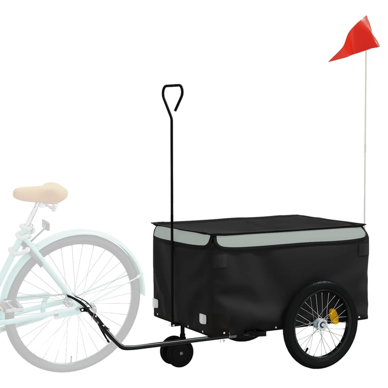 Laden Sie das Bild in Galerie -Viewer, Vidaxl fietstrailer 30 kg ijzer zwart en grijs
