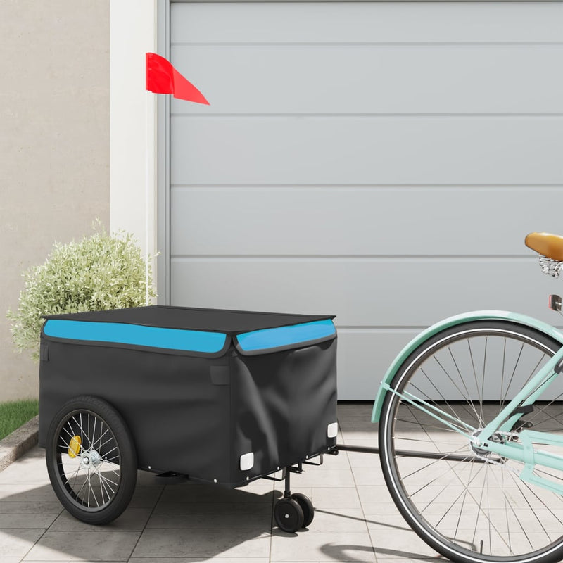 Load image into Gallery viewer, Vidaxl fietstrailer 30 kg ijzer zwart en blauw
