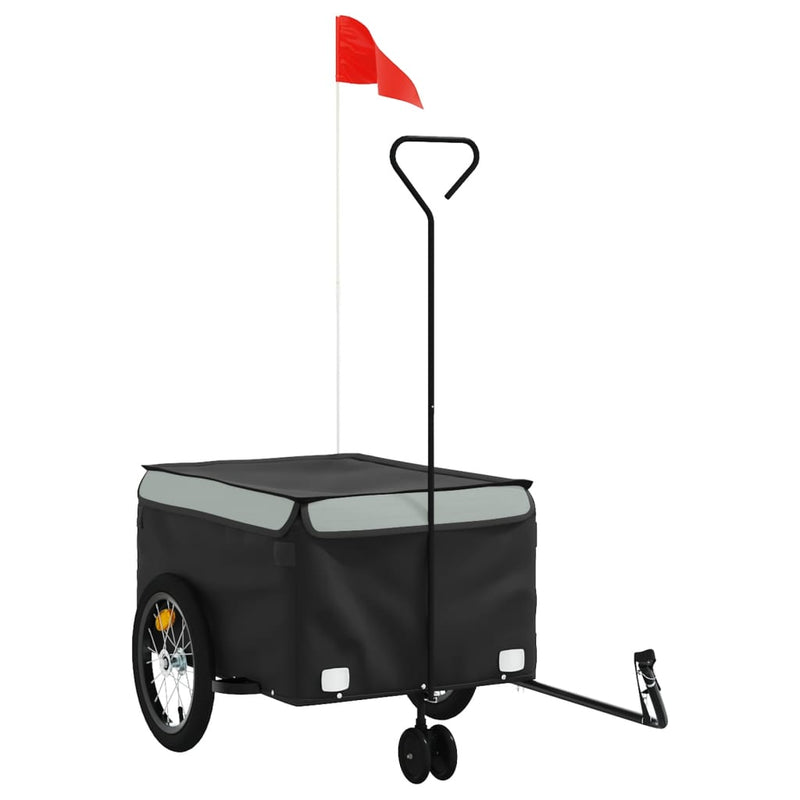 Afbeelding laden in galerijviewer, Vidaxl fietstrailer 45 kg ijzer zwart en grijs
