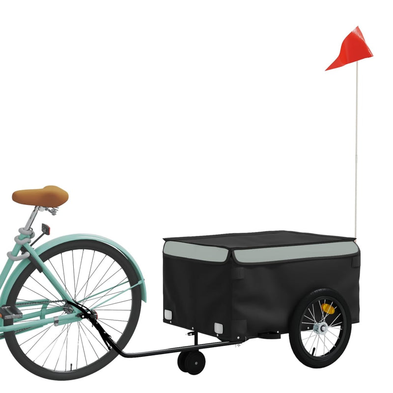 Afbeelding laden in galerijviewer, Vidaxl fietstrailer 45 kg ijzer zwart en grijs
