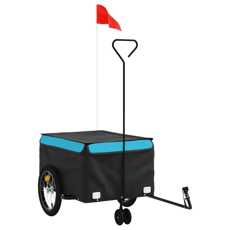 Load image into Gallery viewer, Vidaxl fietstrailer 45 kg ijzer zwart en blauw
