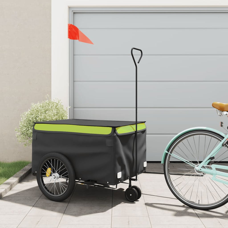 Load image into Gallery viewer, Vidaxl fietstrailer 45 kg ijzer zwart en groen
