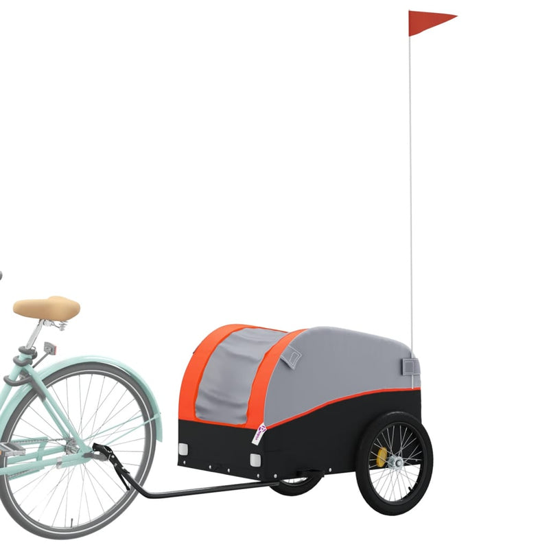 Chargez l'image dans la visionneuse de la galerie, Vidaxl fietstrailer 45 kg ijzer zwart en oranje
