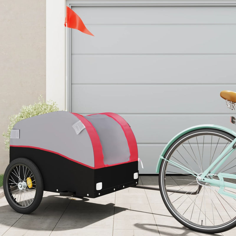 Load image into Gallery viewer, Vidaxl fietstrailer 45 kg ijzer zwart en rood
