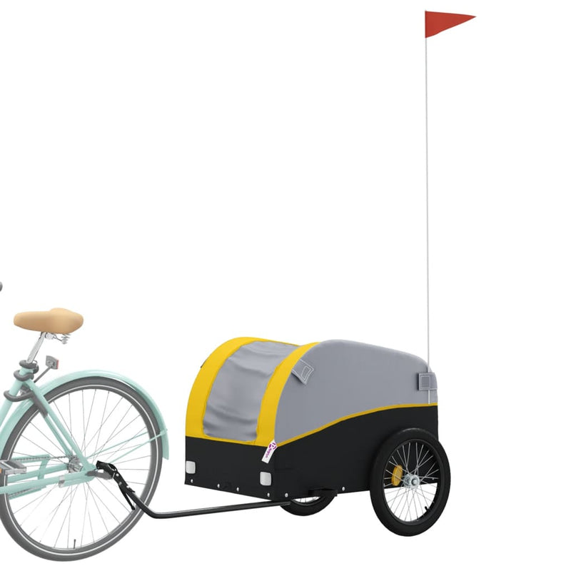 Afbeelding laden in galerijviewer, Vidaxl fietstrailer 45 kg ijzer zwart en geel
