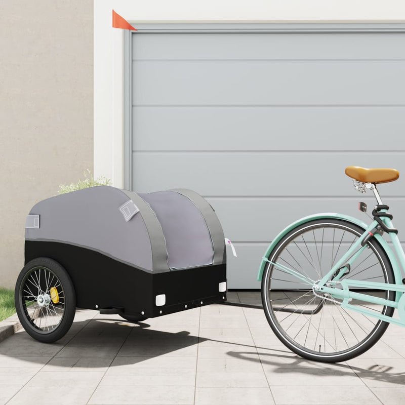 Load image into Gallery viewer, Vidaxl fietstrailer 45 kg ijzer zwart en grijs
