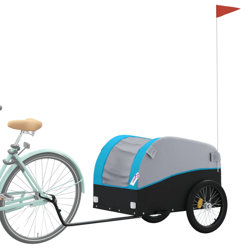 Load image into Gallery viewer, Vidaxl fietstrailer 45 kg ijzer zwart en blauw

