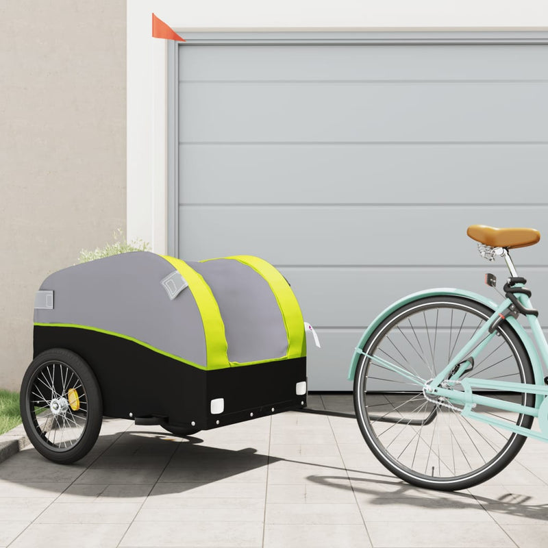 Load image into Gallery viewer, Vidaxl fietstrailer 45 kg ijzer zwart en groen
