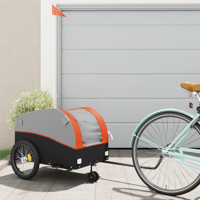 Load image into Gallery viewer, Vidaxl fietstrailer 45 kg ijzer zwart en oranje

