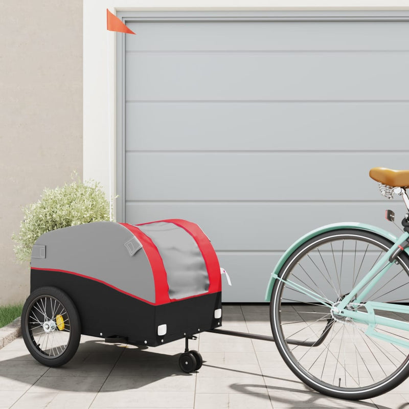 Load image into Gallery viewer, Vidaxl fietstrailer 45 kg ijzer zwart en rood

