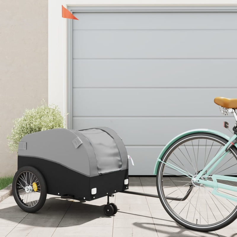 Load image into Gallery viewer, Vidaxl fietstrailer 45 kg ijzer zwart en grijs

