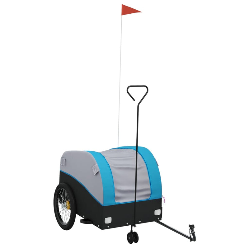 Load image into Gallery viewer, Vidaxl fietstrailer 45 kg ijzer zwart en blauw
