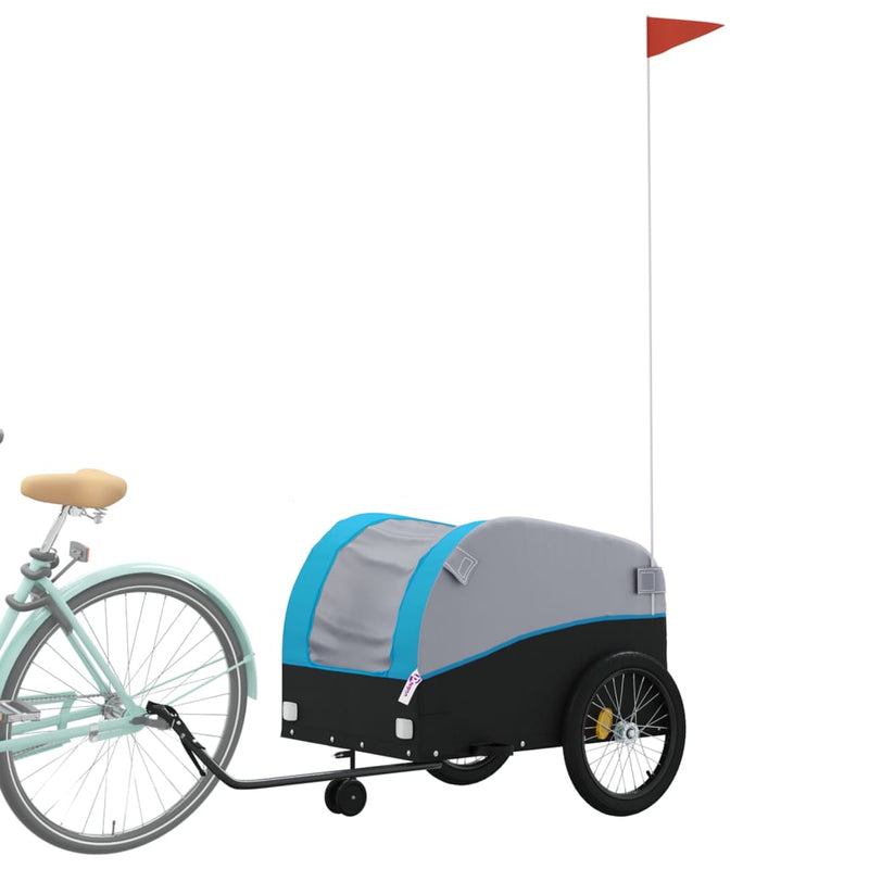 Load image into Gallery viewer, Vidaxl fietstrailer 45 kg ijzer zwart en blauw
