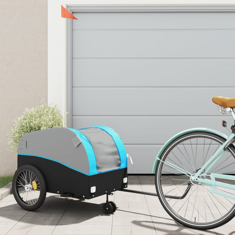Load image into Gallery viewer, Vidaxl fietstrailer 45 kg ijzer zwart en blauw
