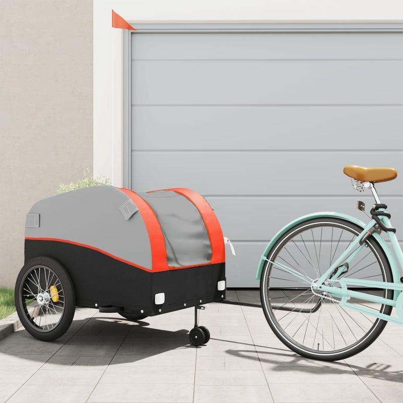Load image into Gallery viewer, Vidaxl fietstrailer 45 kg ijzer zwart en oranje
