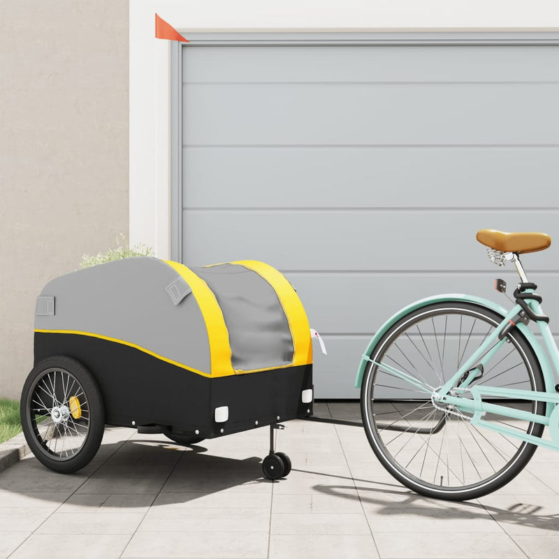 Load image into Gallery viewer, Vidaxl fietstrailer 45 kg ijzer zwart en geel
