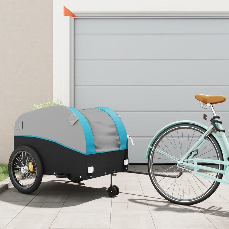 Load image into Gallery viewer, Vidaxl fietstrailer 45 kg ijzer zwart en blauw
