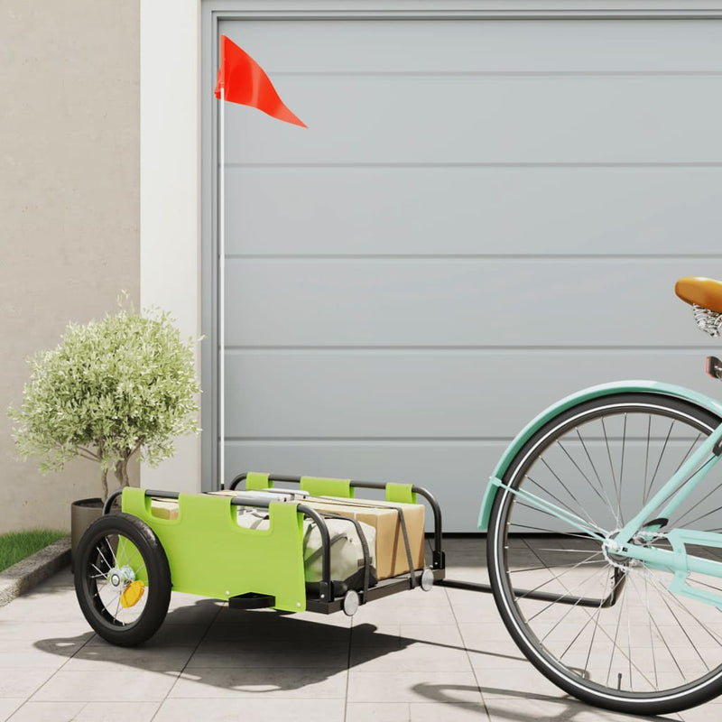 Load image into Gallery viewer, Vidaxl fietstrailer oxford stof en ijzer groen

