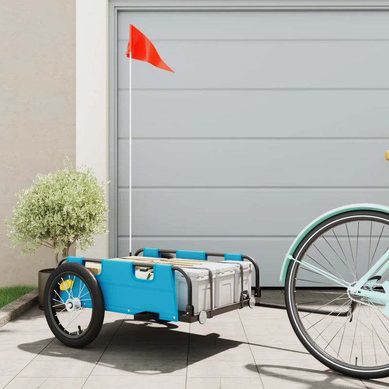 Load image into Gallery viewer, Vidaxl fietstrailer oxford stof en ijzer blauw
