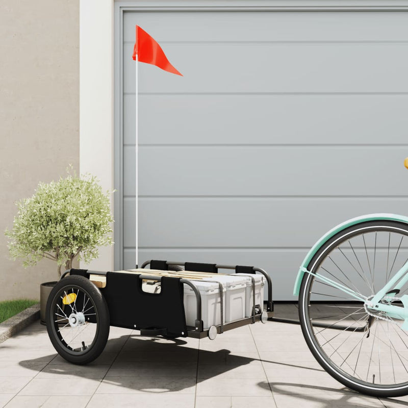 Load image into Gallery viewer, Vidaxl fietstrailer oxford stof en ijzer zwart
