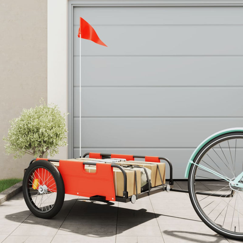 Load image into Gallery viewer, Vidaxl fietstrailer oxford stof en ijzer oranje
