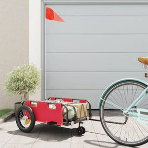 Vidaxl fietstrailer oxford stof en ijzer rood