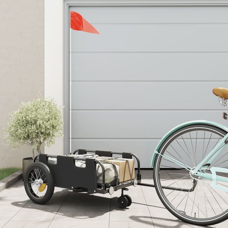 Load image into Gallery viewer, Vidaxl fietstrailer oxford stof en ijzer zwart

