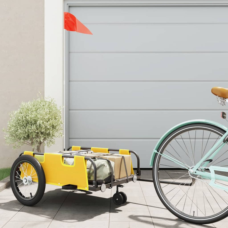 Load image into Gallery viewer, Vidaxl fietstrailer oxford stof en ijzer geel
