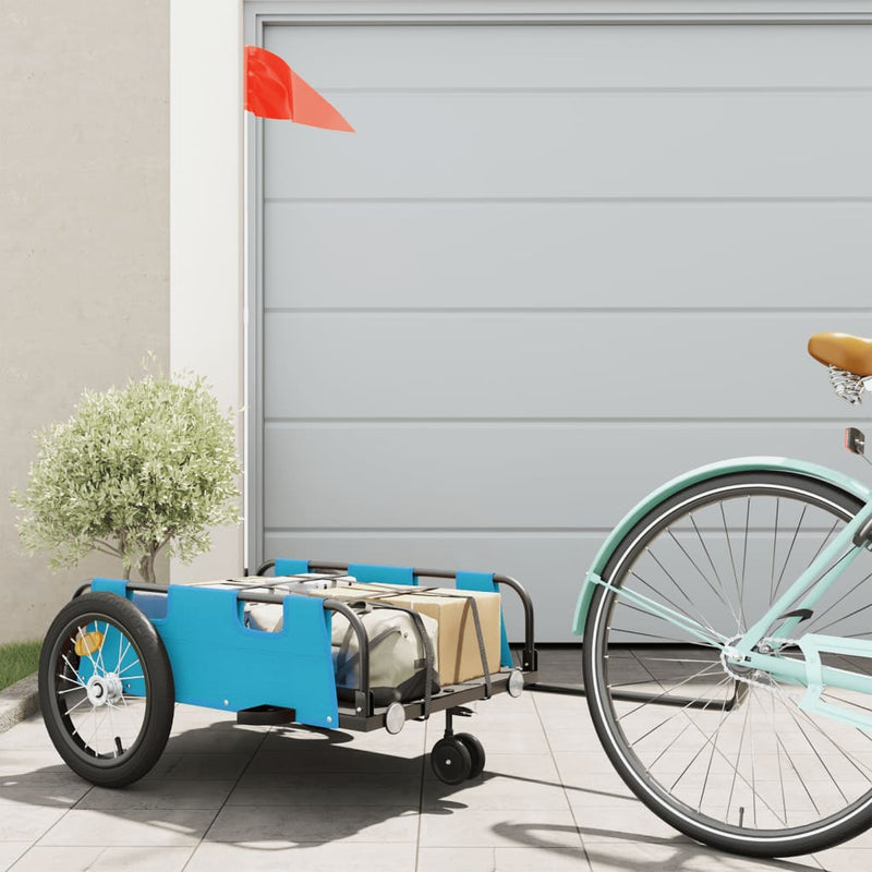 Load image into Gallery viewer, Vidaxl fietstrailer oxford stof en ijzer blauw
