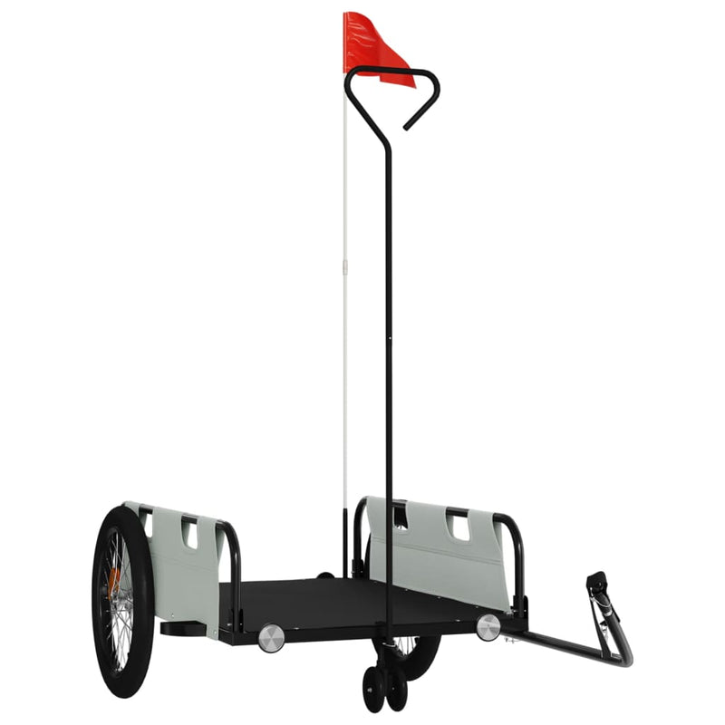 Cargue la imagen en el visor de la galería, Vidaxl fietstrailer oxford stof en ijzer grijs en zwart
