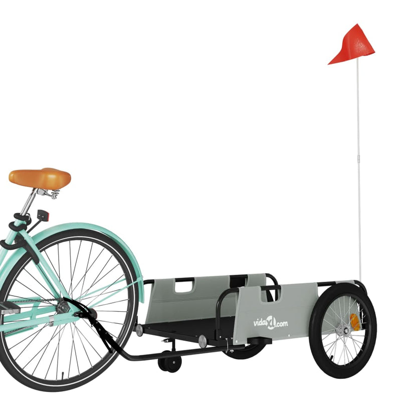 Cargue la imagen en el visor de la galería, Vidaxl fietstrailer oxford stof en ijzer grijs en zwart
