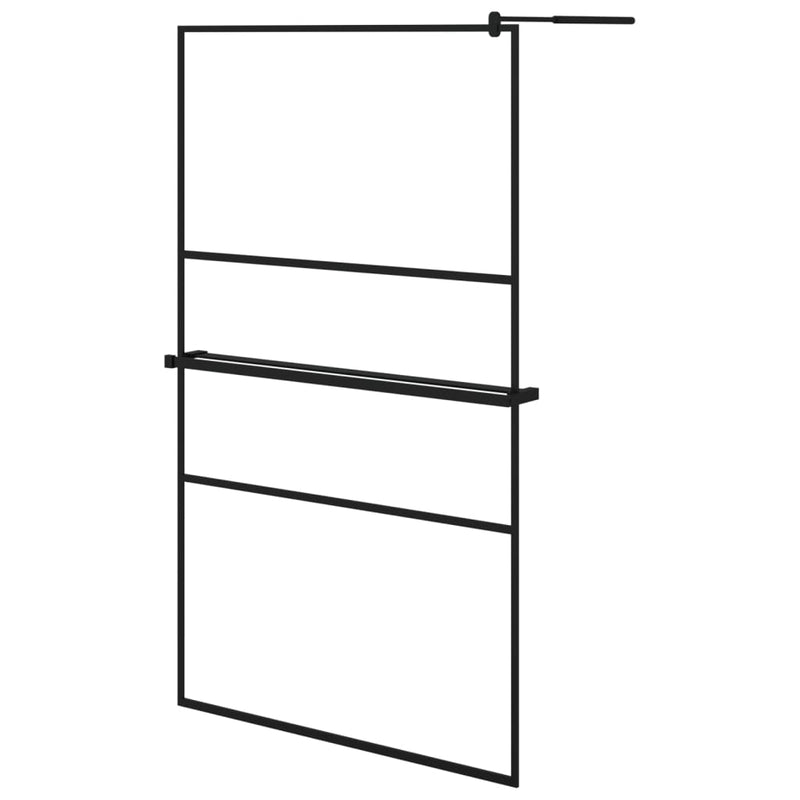 Load image into Gallery viewer, VidaXL Inloopdouchewand met schap 115x195 cm ESG-glas aluminium zwart
