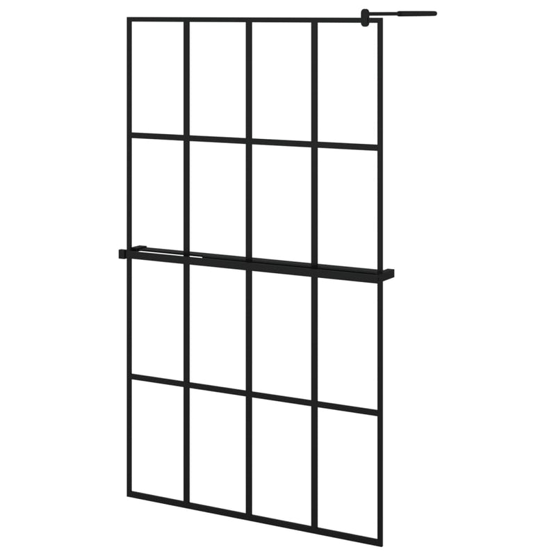 Load image into Gallery viewer, VidaXL Inloopdouchewand met schap 118x190 cm ESG-glas aluminium zwart
