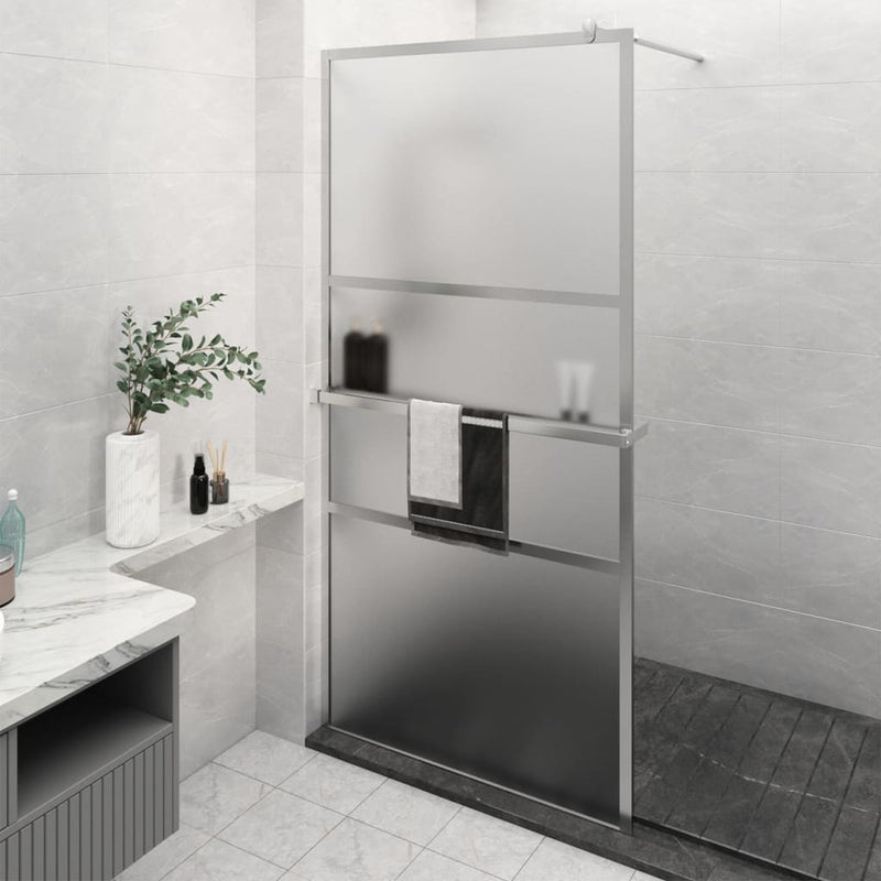 Load image into Gallery viewer, VidaXL Inloopdouchewand met schap 115x195 cm ESG-glas aluminium chroom
