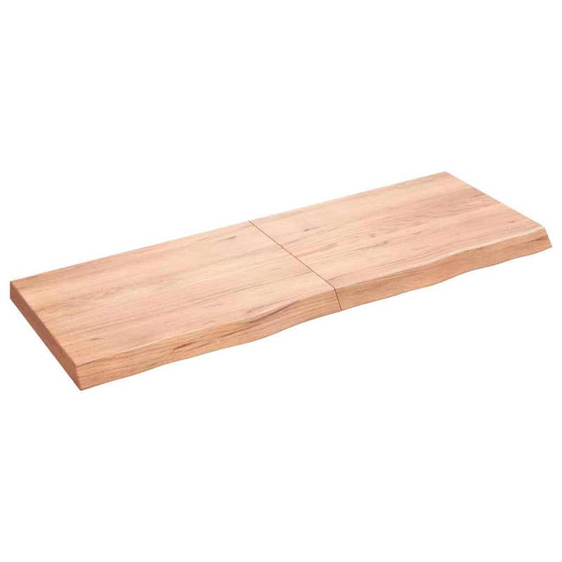 Load image into Gallery viewer, Vidaxl wastafelblad 140x50x(2-6) cm behandeld massief hout lichtbruin
