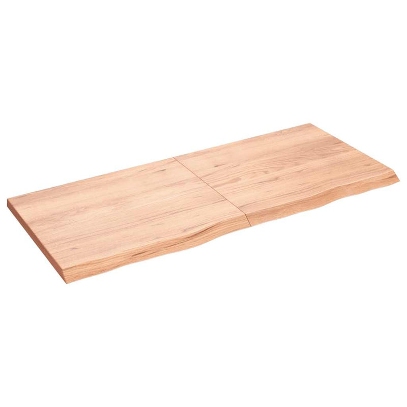 Load image into Gallery viewer, Vidaxl wastafelblad 140x60x(2-4) cm behandeld massief hout lichtbruin
