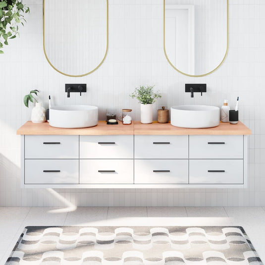 Vidaxl wastafelblad 200x60x(2-4) cm behandeld massief hout lichtbruin