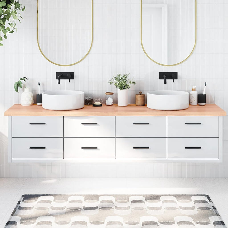 Load image into Gallery viewer, Vidaxl wastafelblad 220x50x(2-4) cm behandeld massief hout lichtbruin
