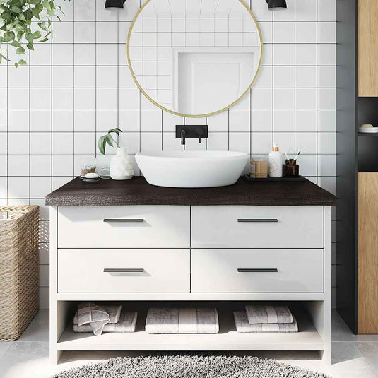 Vidaxl wastafelblad 100x60x(2-6) cm behandeld massief hout donkerbruin