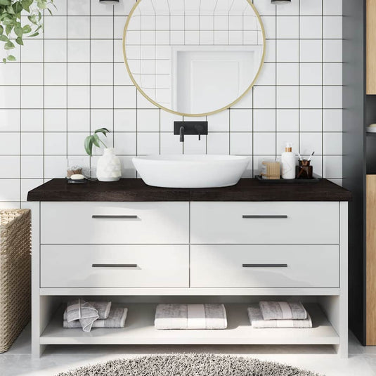 Vidaxl wastafelblad 160x60x(2-6) cm behandeld massief hout donkerbruin