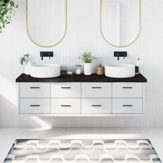 Vidaxl wastafelblad 180x50x(2-6) cm behandeld massief hout donkerbruin