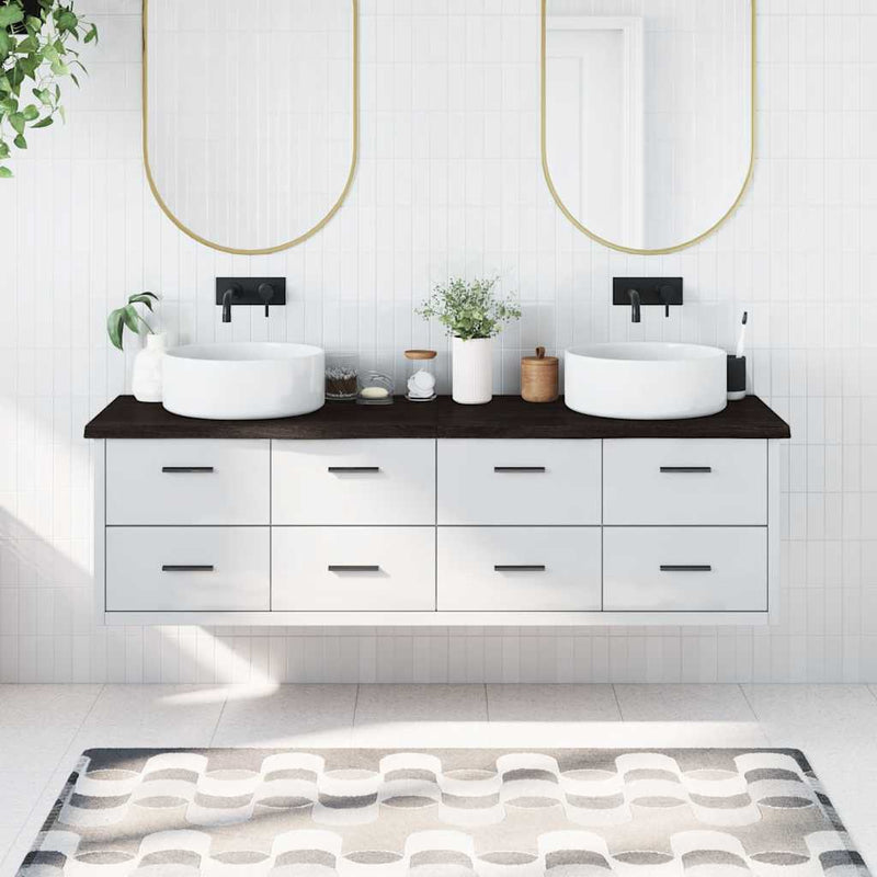 Load image into Gallery viewer, Vidaxl wastafelblad 180x60x(2-4) cm behandeld massief hout donkerbruin
