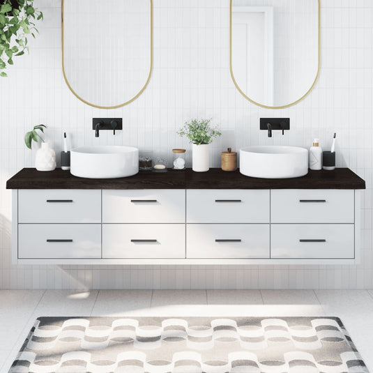 Vidaxl wastafelblad 220x60x(2-6) cm behandeld massief hout donkerbruin