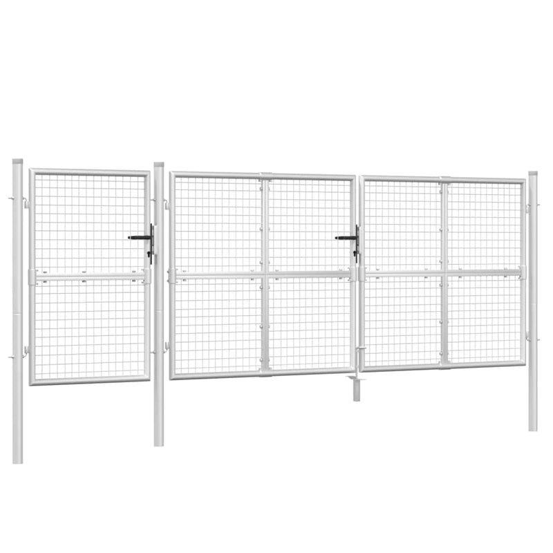 Load image into Gallery viewer, VidaXL Tuinpoort 400x175 cm gaas en gegalvaniseerd staal zilverkleurig
