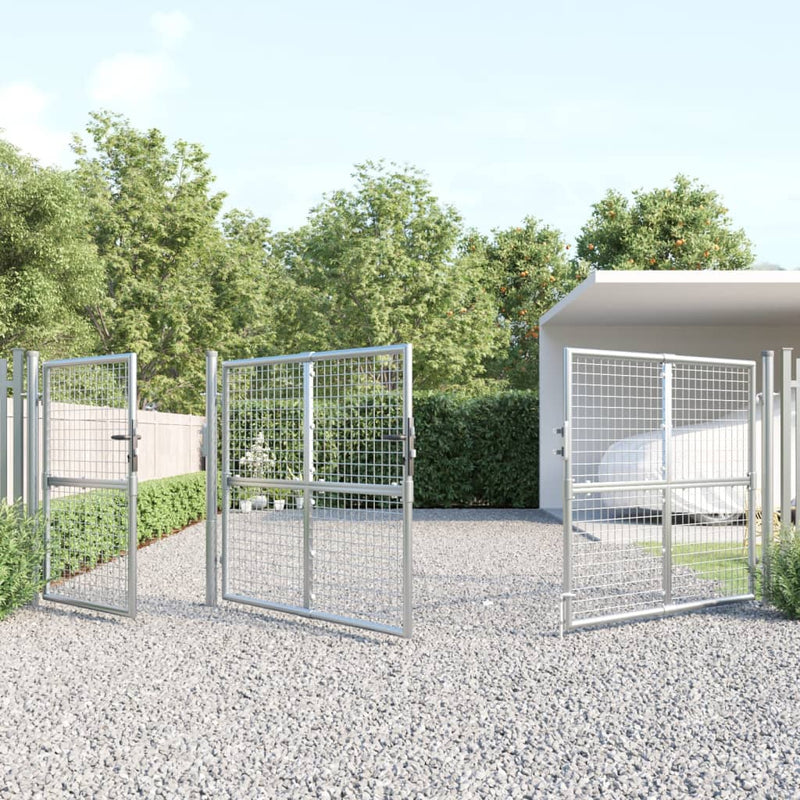 Load image into Gallery viewer, VidaXL Tuinpoort 400x175 cm gaas en gegalvaniseerd staal zilverkleurig
